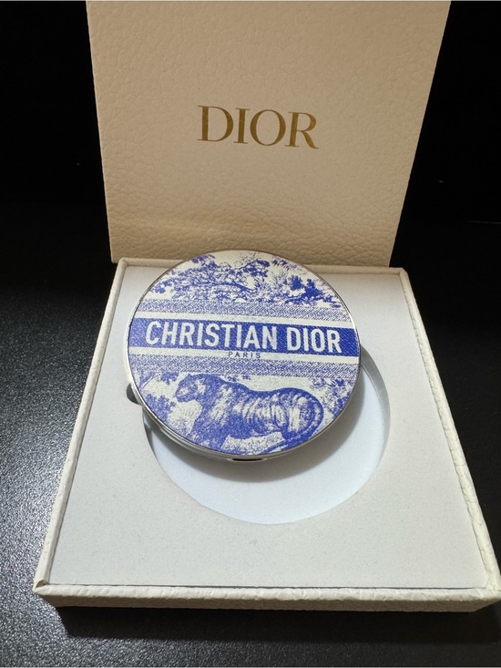 Dior Other - Christian Dior Round make up mirror with Blue Toile "Christian Dior" Motif